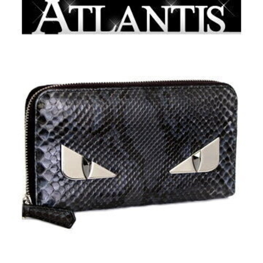 Fendi Monster Round Zip Wallet blue python leather - image 1